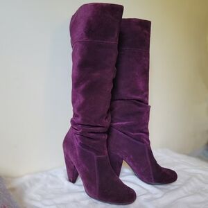 Jessica Simpson Angie Knee-high Suede Slouch Boots, Purple size 8